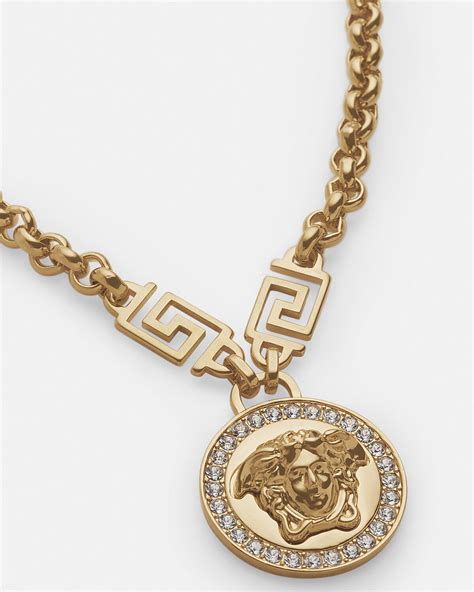 Versace: Gold Medusa Greca Necklace 